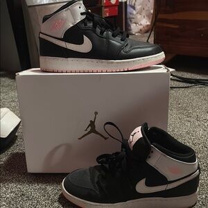 Jordan Black and Pink Women's Sneakers